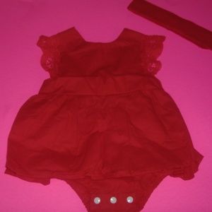 ❤Beatiful Ruffle Red Lace Romper Dress Baby Girl